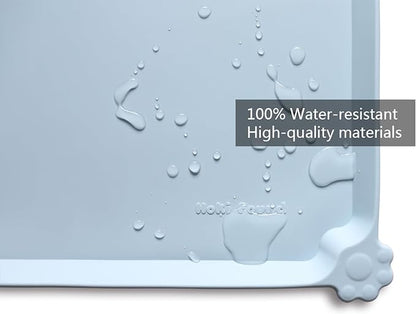 Hoki Found Silicone Pet Food Mats - Non Slip Bowl Placemats for Dogs & Cats - Waterproof, Suitable for Carpet - Frost