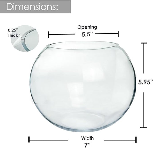 Craft And Party, Glass Bubble Vase, 6" Height x 8" Width, Set of 4 Glass Fish Bowl Vase, Bubble Bowl vase for Terrarium, Flower Vase Centerpiece