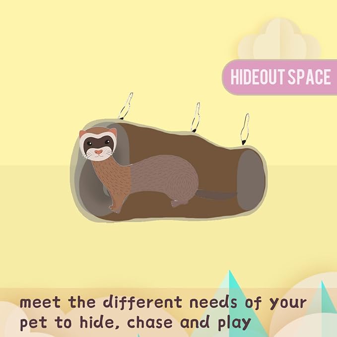 Ferret Rat Hammock, Guinea Pig Hideout, Warm Bed for Rat Ferret Guinea Pig Sleep and Play (4 Tunnel)