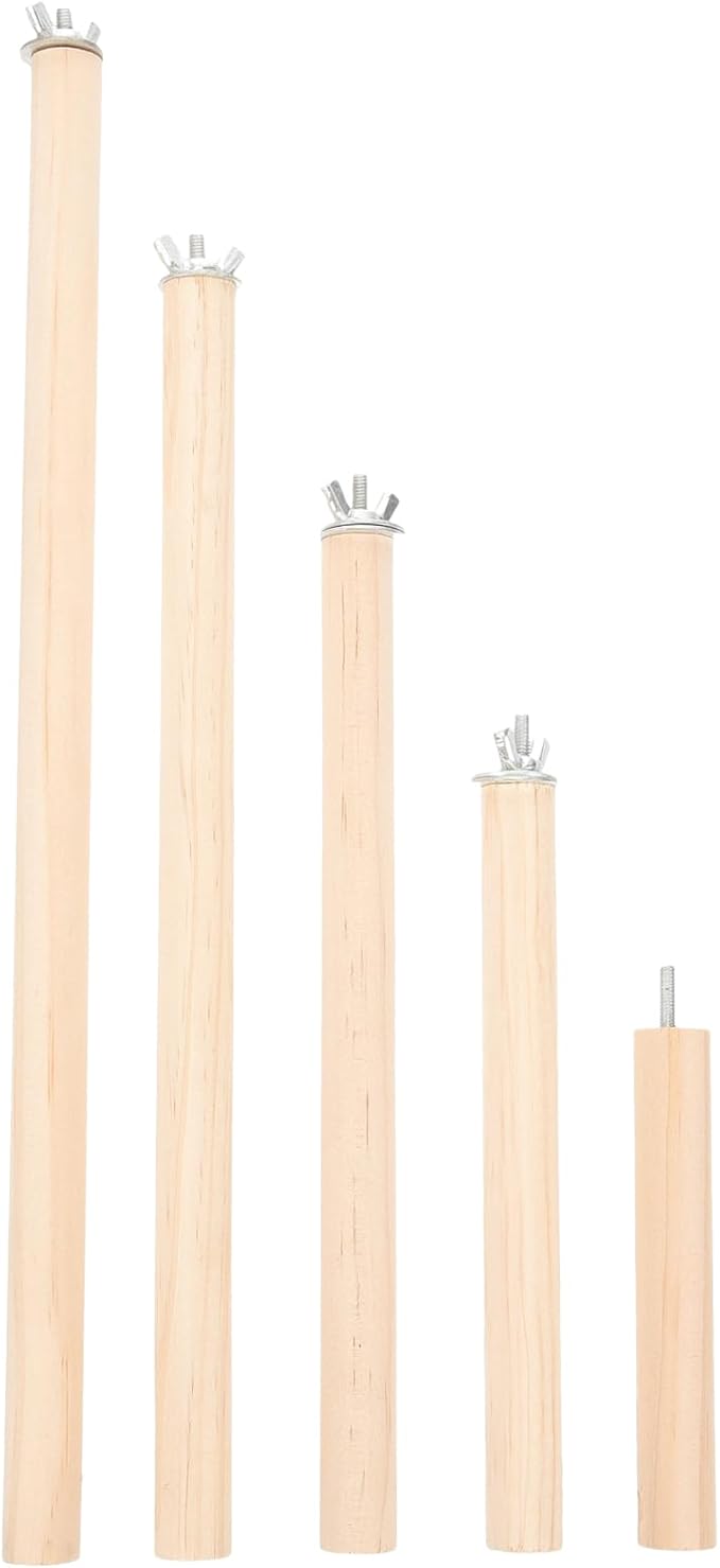 Wood Bird Perch Stand 5pcs Parrot Cage Stick Standing Sticks Climbing Branch Rod Bird Cage Grinding Toy for Cockatiels Parakeet （10+15+20+25+30 CM）