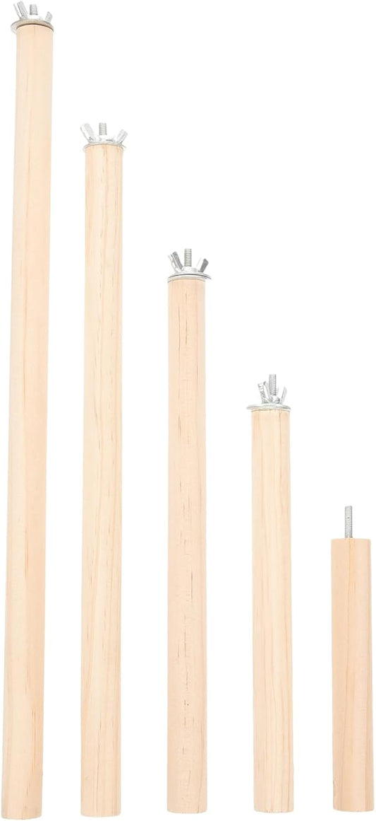 Wood Bird Perch Stand 5pcs Parrot Cage Stick Standing Sticks Climbing Branch Rod Bird Cage Grinding Toy for Cockatiels Parakeet （10+15+20+25+30 CM）
