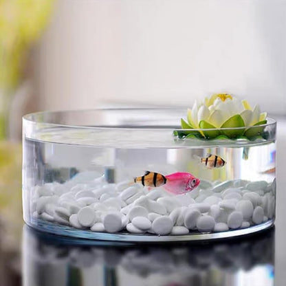 Fish Bowls for Centerpieces, Glass Bowl Decorative Width 7.9", Height 3.1", Lotus Flower, Succulent, Round Glass Vase for Wedding Party Event, Home Office Decor