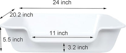 1 Pack Extra Large Dog Litter Box Pan Tray (ABS Material), Low Entry Jumbo Senior Litter Boxes for Multiple Kitten Big Cats, Pet Safe Indoor Dog Potty (White, 24" L x 20" W)