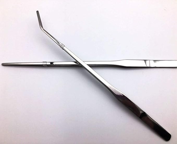 Reptile Feeding Tongs Stainless Steel Straight and Curved Tweezers Polished Long Handle Feeder Tools for Lizard Gecko Snake Spider Bird and Fish Aquariums,Silver