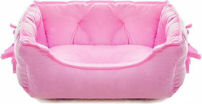pawstrip Cute Princess Dog Bed Pink Puppy Bed for Small Dogs Breathable Cat Couch Bowknot Pet Cushion Comfortable Kitten Nest Girl Doggy Sofa, Waterproof Bottom (Pink)