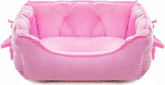 pawstrip Cute Princess Dog Bed Pink Puppy Bed for Small Dogs Breathable Cat Couch Bowknot Pet Cushion Comfortable Kitten Nest Girl Doggy Sofa, Waterproof Bottom (Pink)