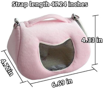 Small Pet Carrier Bag with Adjustable Shoulder Strap Hamster Travel Cage Breathable Carrier Portable Travel Carrier for Birds Sugar Glider Golden Hamsters (Pink A)