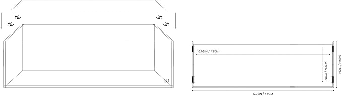 Ultum Nature Sytems Tank Lids for Rimless Tanks - Ultra Clear Rimless Aquarium Lid, Fish Tank Lid Cover for Glass Aquarium, Frameless Aquarium Lid, Cover for Tank - 45L (Lid + Clips)