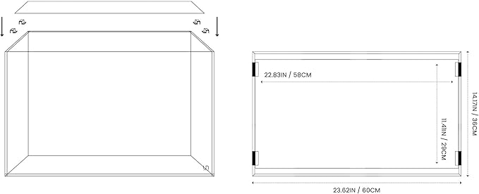 Ultum Nature Sytems Tank Lids - Clear Frameless Aquarium Cover for Rimless Glass Tanks - 60U, 60S, 60T (Includes Lid + Clips)