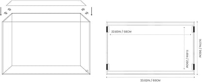 Ultum Nature Sytems Tank Lids - Clear Frameless Aquarium Cover for Rimless Glass Tanks - 60U, 60S, 60T (Includes Lid + Clips)
