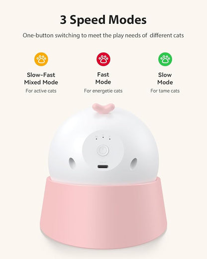 ROJECO Auto Laser Cat Toy - Random Motion Track, Magnetic 360° Base, Run Quiet,Rechargeable with 1000mAh Battery, Auto Sleep & 3 Speed Modes, Safe for Cats,Interactive Cat Toys for Bored Indoor,Pink