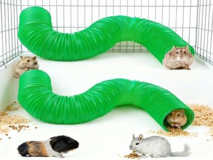Plastic Hamster Tunnels,Ferrets Foldable Exercising Training Tunnels Hamsters Hideout Tube,Collapsible Pet Tunnel,Small Animals Cage Accessories for Mouse Rat Gerbils Rats Mice(Green)