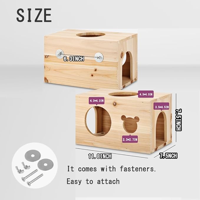 Chinchilla House Chinchiila Nest Degu House Small Animal Hideout Natural Wooden No Paint Wooden peg Safe Durable Teeth Grinding