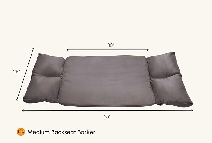 Barker Beds Orthopedic Dog Bed for SUV (Medium, Charcoal) - Memory Foam Travel Mattress for Medium Dogs - Machine Washable Cover & Headrest - Joint Support - Made in USA