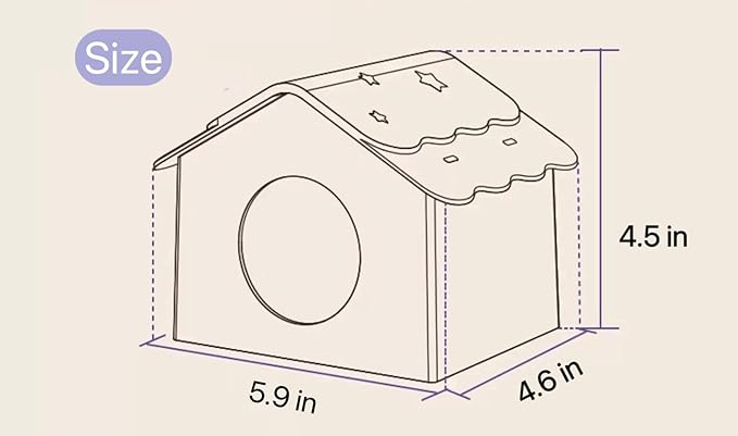 TUTU&LELE Hamster Hideout, Tiny House Habitat, Starry Sky Hideout Nest,Hamster Bed with Plush Cushion for Dwarf Hamsters, Mice, Gerbils, Hamsters to Play, Sleep and Rest (Purple)