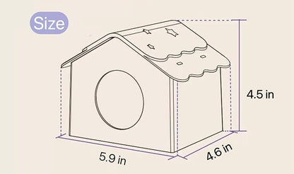 TUTU&LELE Hamster Hideout, Tiny House Habitat, Starry Sky Hideout Nest,Hamster Bed with Plush Cushion for Dwarf Hamsters, Mice, Gerbils, Hamsters to Play, Sleep and Rest (Purple)