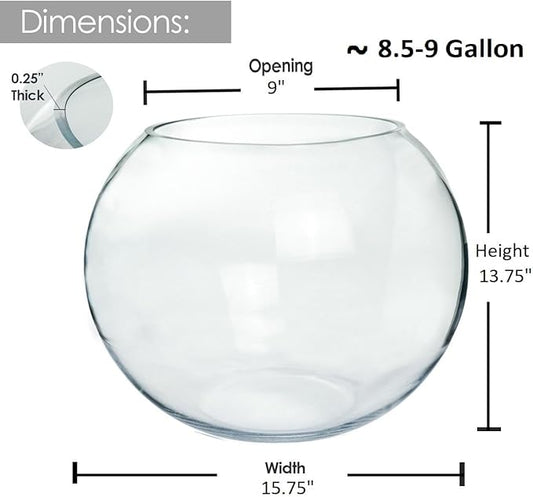 Craft And Party, Fish Bowl Vase, 14" Height x 16" Width Set of 2 Glass Fish Bowl Vase, Bubble Bowl vase for Terrarium, Flower vase Centerpiece