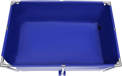 Foldable Fish Aquarium Tank, Canvas Blue Cuboid Small Above Ground Pond With Drain Valve, Portable Koi Breeding Pool, Indoor Outdoor Goldfish Tank, Turtle Ornamental Pool