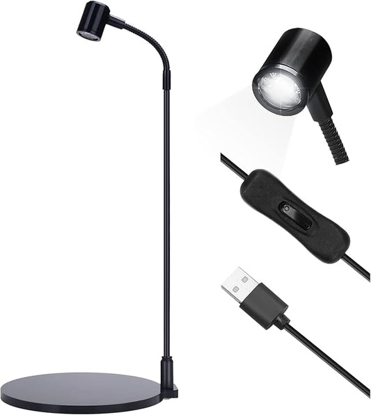 LED Aquarium Light, 3W USB Powered Fish Tank Plant Lamp with Black Base Board for 360 Betta Fish Bowl, Potted Plants, Succulents, Miniature Landscape