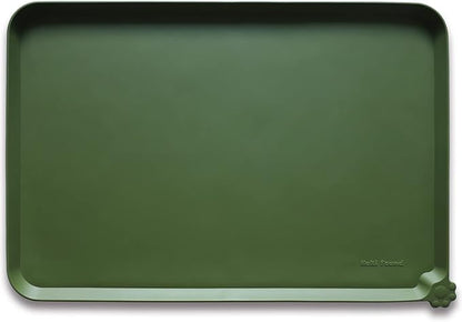 Hoki Found L Silicone Non Slip Pet Dog Cat Bowl Mats - Waterproof Dog Cat Food Mats - Dark Olive