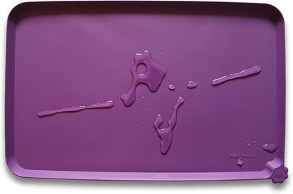 Hoki Found Silicone Pet Food Mats - Non Slip Dog Cat Bowl Placemats - Waterproof Dog Cat Food Mats for Carpet - Eggplant