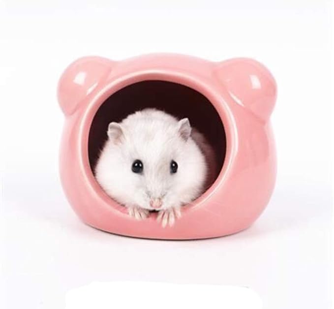 Mini Hamsters House Pet Hideout Hut Cave,Small Animal Ceramic Critter Bath Toy, Ideal for Dwarf Hamsters and Gerbils