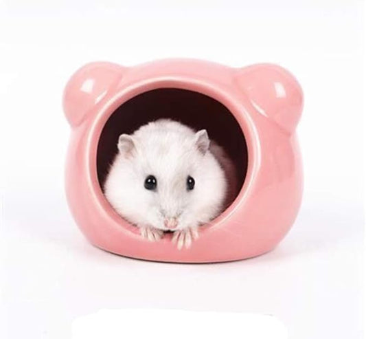 Mini Hamsters House Pet Hideout Hut Cave,Small Animal Ceramic Critter Bath Toy, Ideal for Dwarf Hamsters and Gerbils