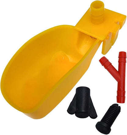 10set Quail Waterer Automatic Bird Water Cups for Cage Hang Drinker Poultry Bird Watering System (Yellow)