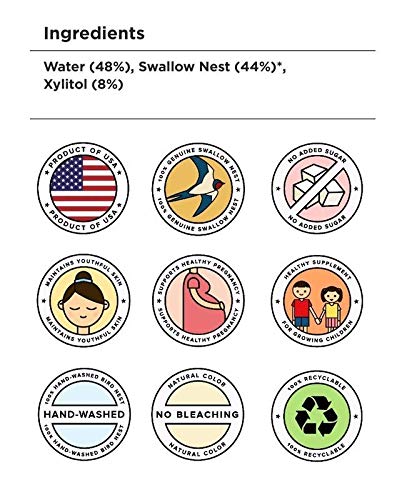 Golden Nest Premium Bird Nest Soup, Swallow Bird Nest 100% Natural - Made in USA, (燕窩) 6 bottles x 75ml (2.5 oz.) (1 box = 6 bottles x 75ml, Sugar-Free)