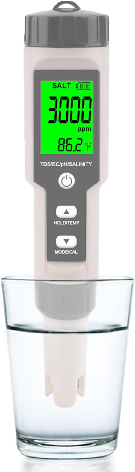 Aquarium Salt Tester -Pool Salt Tester, Versatile 5 in1 Salinity, PH, TDS, EC, and Temperature Meter, Digital Salinity Tester for Saltwater Aquarium, Accurate Salinity Meter,Grey