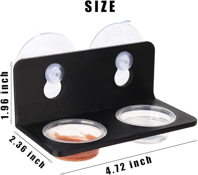 Crested Gecko Feeding Ledge with 10PCS Gecko Food Water Dish - Black