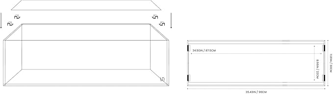 Ultum Nature Systems Ultra Clear Rimless Aquarium Lid for Glass Fish Tanks - Cover With Clips for 90L Frameless Tanks