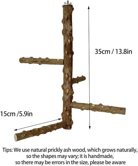 Bird Perch Stand Toy, Natural Wood Parrot Perch Bird Cage Branch Perch Accessories for Parakeets Cockatiels Conures Finches Lovebirds (L)