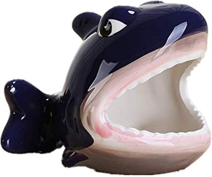 Hamster House Ceramic Shark Shape Small Pet Hideout Nest-Hamster Sand Bath-Chinchilla Dust Bath Nesting Habitat Cage Accessories(Shark)