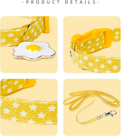 Ferret Collar Harness and Leash Adjustable, Soft and Breathable Ferret Lead Leash with Cute Designed Collar (Yellow)