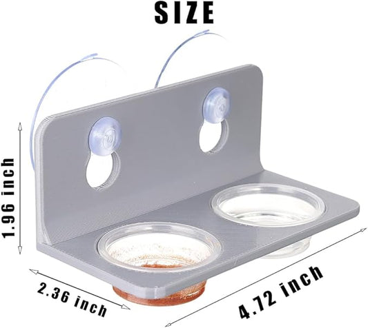 Crested Gecko Feeding Ledge with 10PCS Gecko Food Water Dish - Gray