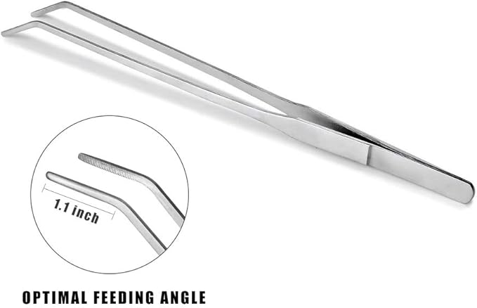 2Pcs Stainless Steel Reptile Feeding Long Tongs Tweezers for Reptile, Lizards, Gecko, Spider, Tarantula, Hedgehog, Snake, Aquarium