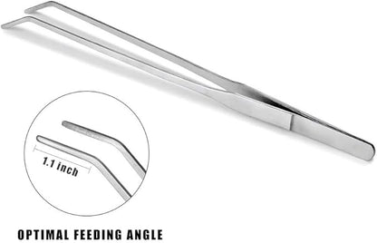 2Pcs Stainless Steel Reptile Feeding Long Tongs Tweezers for Reptile, Lizards, Gecko, Spider, Tarantula, Hedgehog, Snake, Aquarium