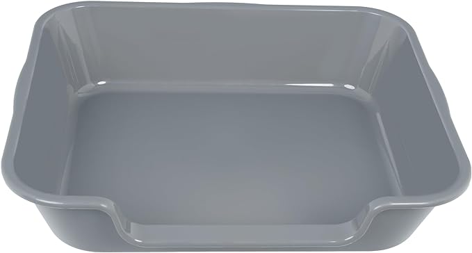 2 Pack Extra Large Dog Litter Box Pan Tray (ABS Material), Low Entry Jumbo Senior Litter Boxes for Multiple Kitten Big Cats, Pet Safe Indoor Dog Potty (Dark Gray, 24" L x 20" W)