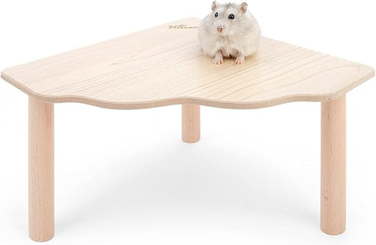 Niteangel Hamster Play Wooden Platform for Dwarf Syrian Hamsters Gerbils Mice Degus or Other Small Pets (Triangle - 4.7'' Height, Burlywood)
