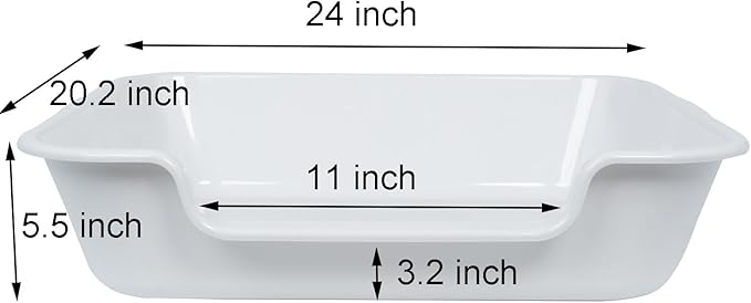 1 Pack Extra Large Dog Litter Box Pan Tray (ABS Material), Low Entry Jumbo Senior Litter Boxes for Multiple Kitten Big Cats, Pet Safe Indoor Dog Potty (Light Gray, 24" L x 20" W)