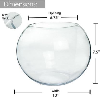 Craft And Party, Glass Bubble Vase, 8" Height x 10" Width Glass Fish Bowl, Bubble Bowl for Terrarium, Flower Centerpiece