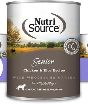 NutriSource Chicken & Rice Senior Dog Food, Premium Wet Dog Food, 12.3 Ounce (Pack of 12)