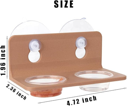 Crested Gecko Feeding Ledge with 10PCS Gecko Food Dish - Wooden