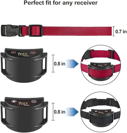 PetJoy Reflective Nylon Dog Collars, Replacement Collar for Shock Collar, Adjustable Classic Dog Collar Strap for Small Medium Large Dogs (Black & Red)