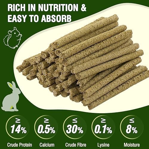 Rabbits Treats for Hamsters, Guinea Pigs, Natural Healthy Chewing Sticks with Timothy Hay D