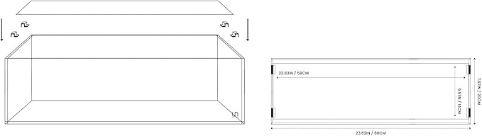 Ultum Nature Sytems Tank Lids for Rimless Tanks - Ultra Clear Rimless Aquarium Lid, Fish Tank Lid Cover for Glass Aquarium, Frameless Aquarium Lid, Cover for Tank - 60L (Lid + Clips)