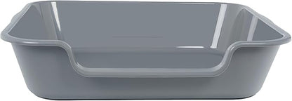 2 Pack Extra Large Dog Litter Box Pan Tray (ABS Material), Low Entry Jumbo Senior Litter Boxes for Multiple Kitten Big Cats, Pet Safe Indoor Dog Potty (Dark Gray, 24" L x 20" W)