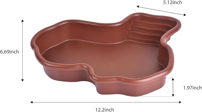 Petmolico Large Reptile Water Bowl Reptile Water Dish Turtle Tank Accessories for Turtle, Gecko, Snake, Lizards, Bearded Dragon (Brick Red)