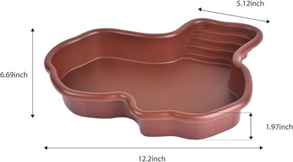 Petmolico Large Reptile Water Bowl Reptile Water Dish Turtle Tank Accessories for Turtle, Gecko, Snake, Lizards, Bearded Dragon (Brick Red)